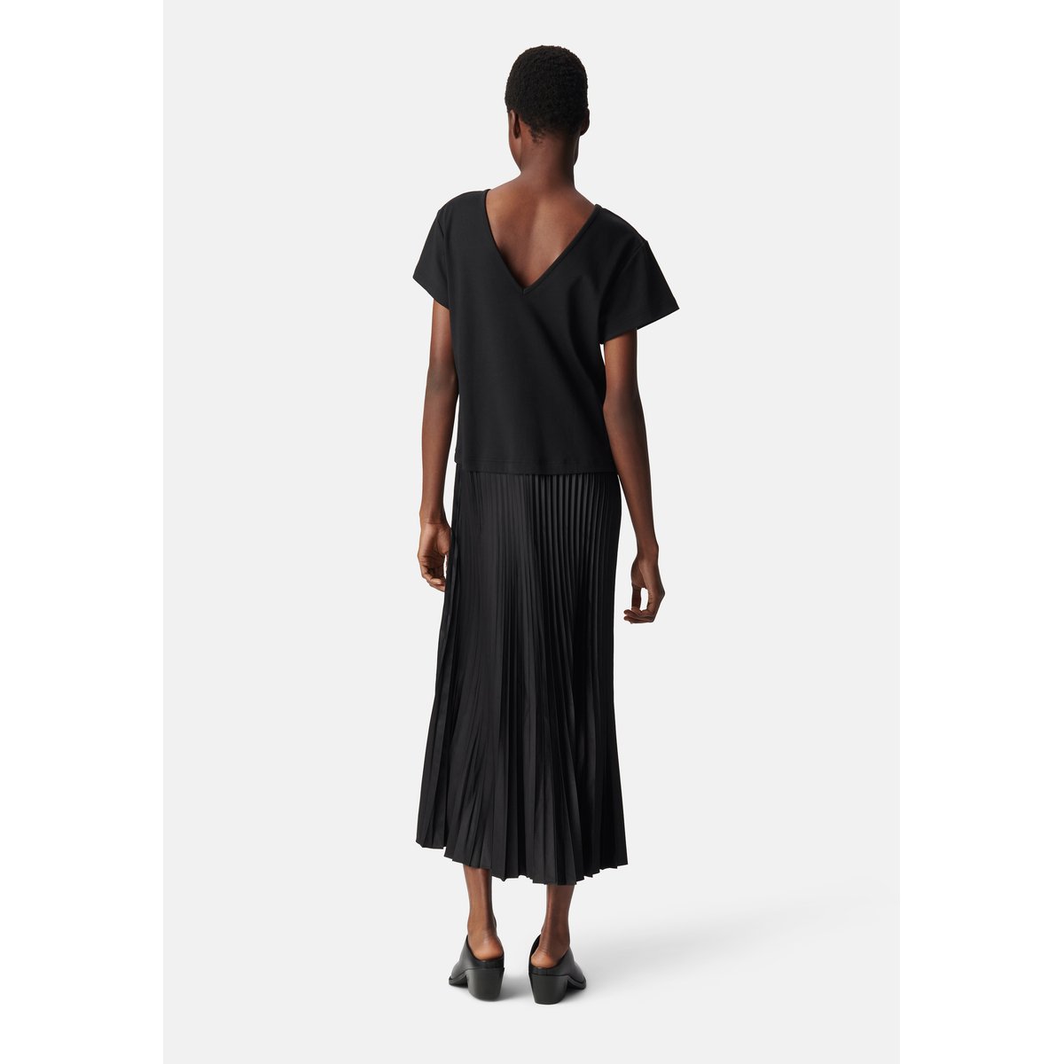 Robe longue bi-matière plissée noir, IKKS