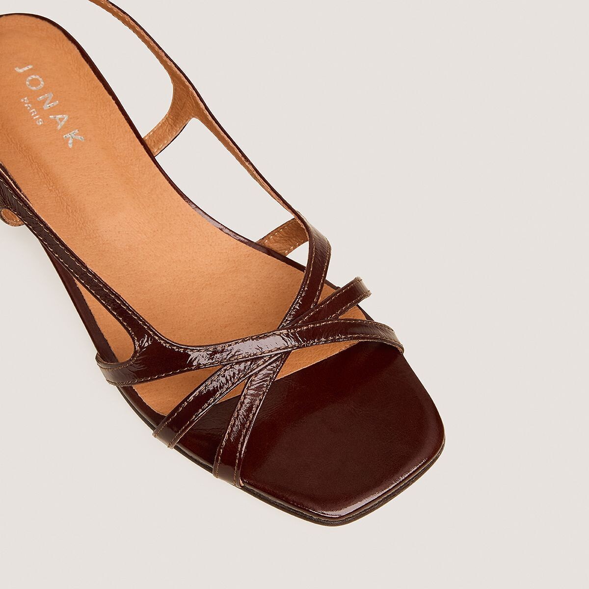 Sandales petits talons en cuir Argos marron, JONAK