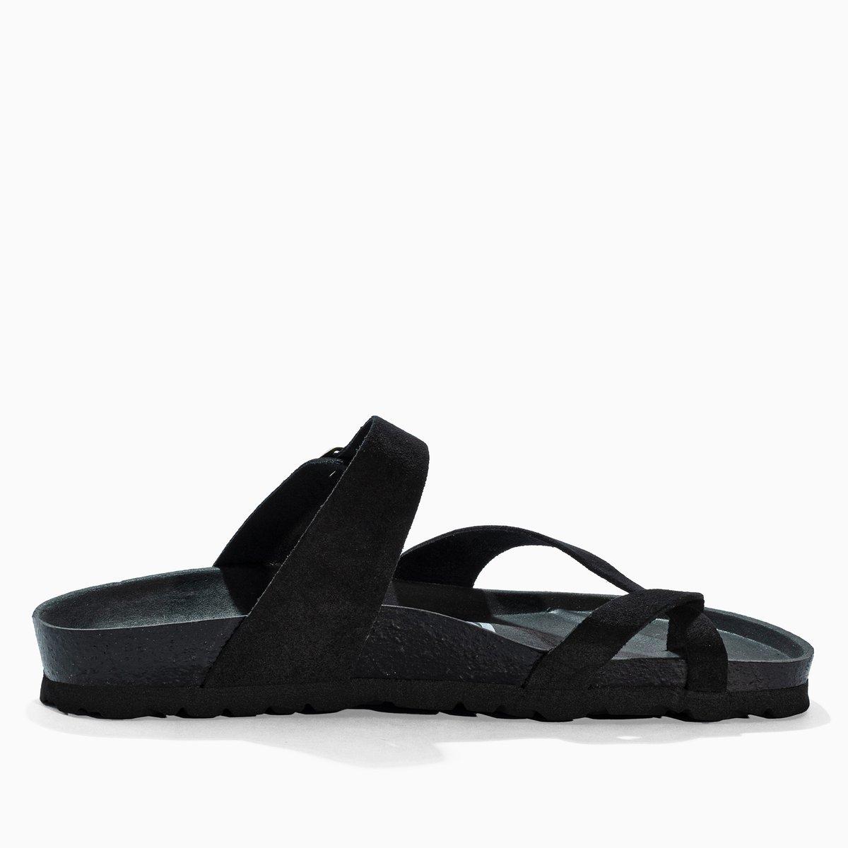 Tongs en cuir suédé DIANE black, BAYTON