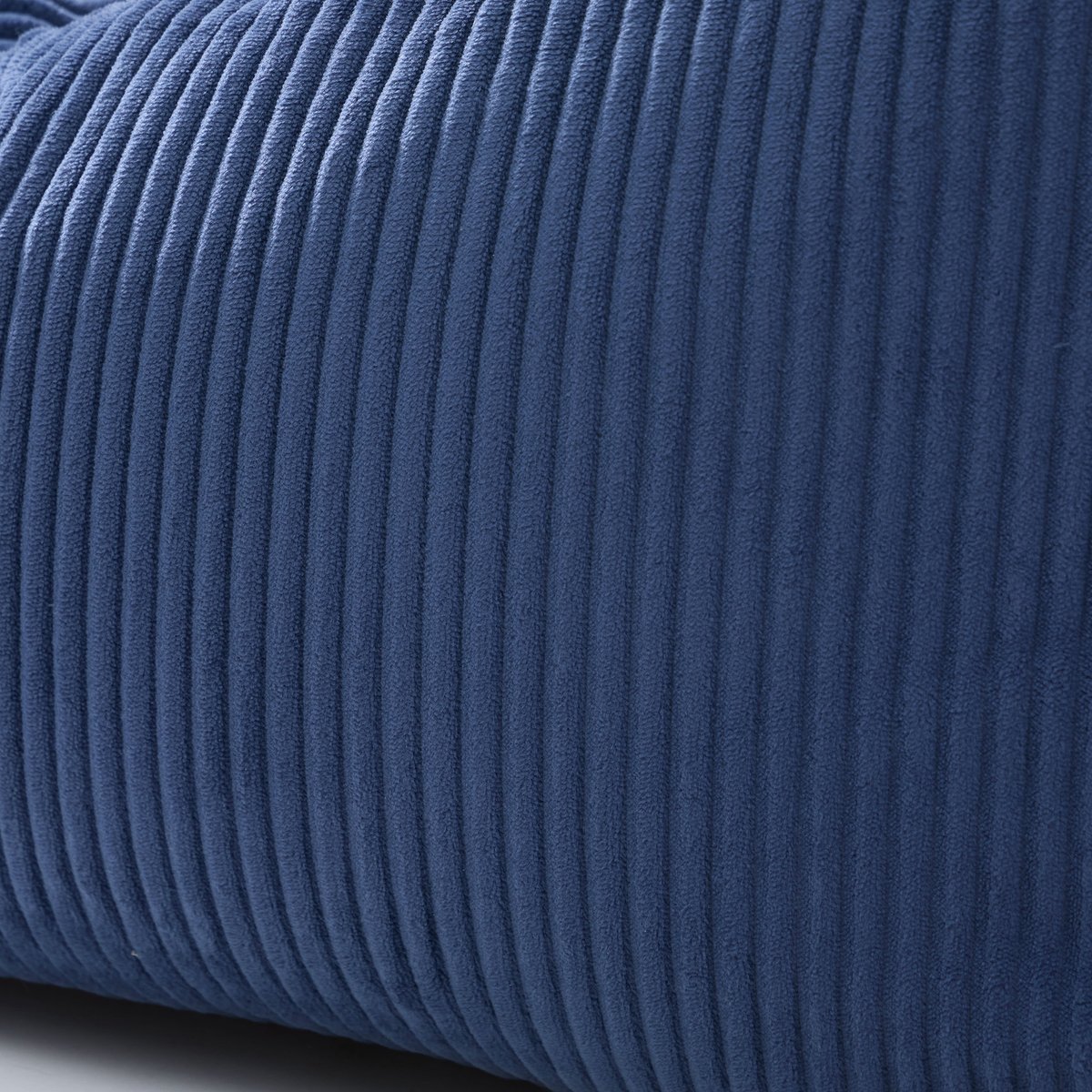 Pouf de salon, velours côtelé, JON bleu, NORDLYS