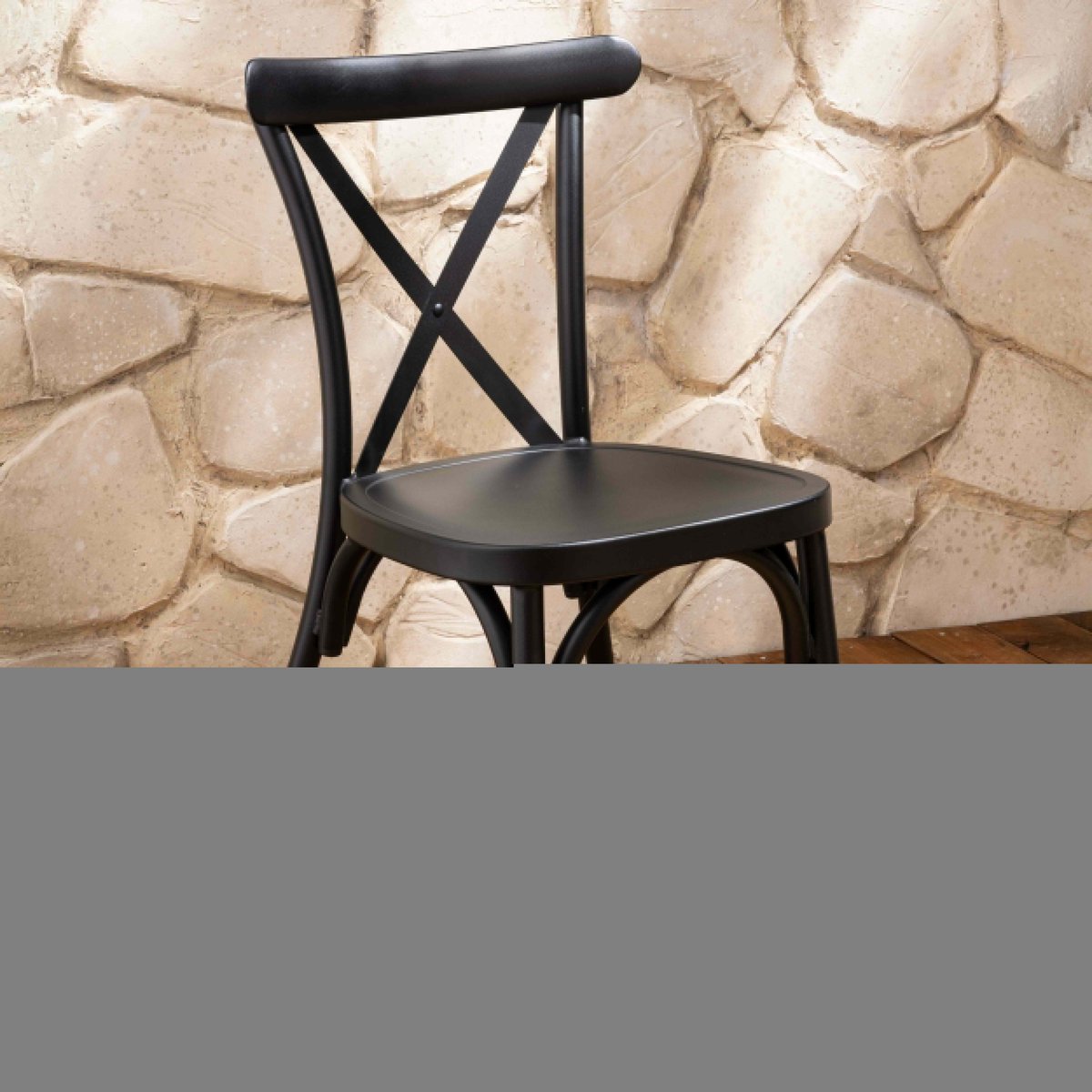 Chaise de terrasse en aluminium effet bois, SINTRA noir, OVIALA