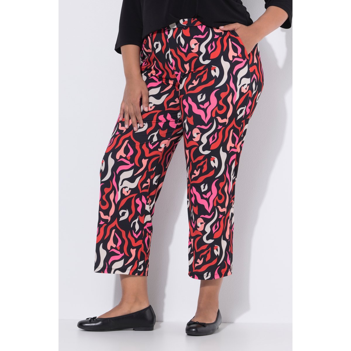 Pantalon 7/8 en jersey, motif zébré noir, ULLA POPKEN