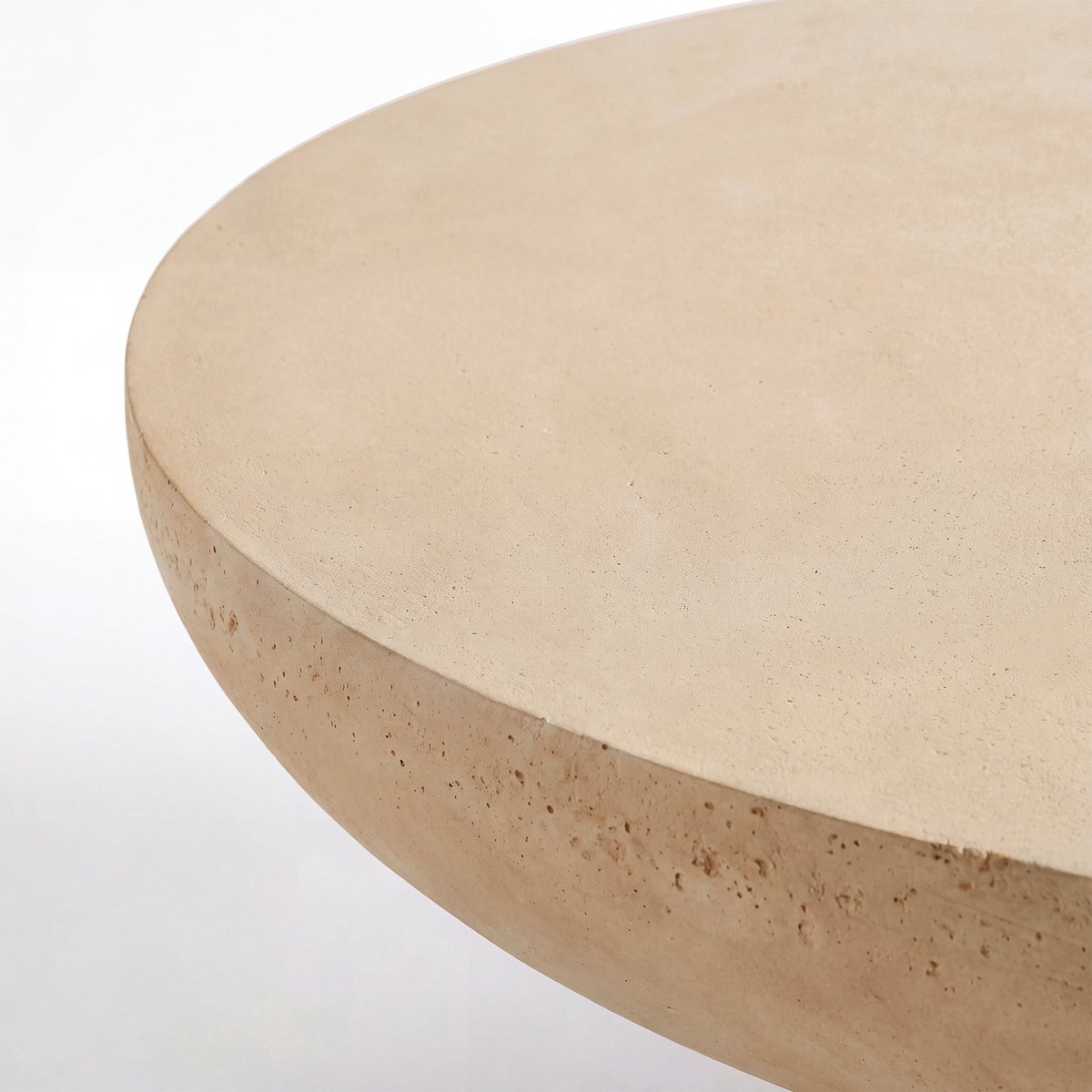 Table basse ronde en fibre d'argile effet béton D90 cm - PAROS beige, MAISON PAVANE