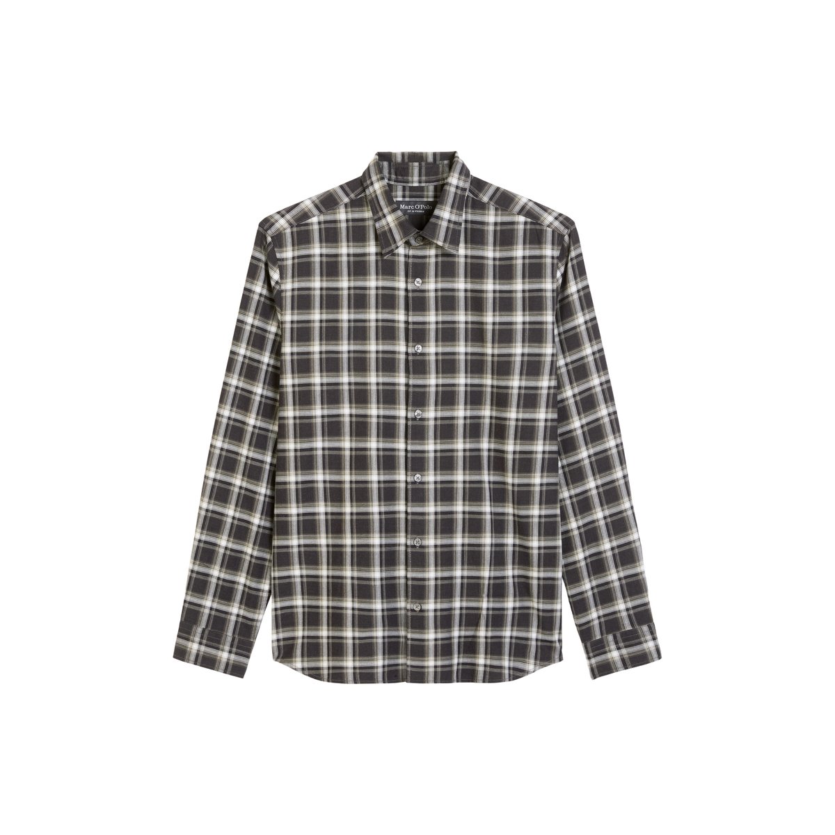Chemise regular en flanelle de coton bio très douce noir, MARC O'POLO