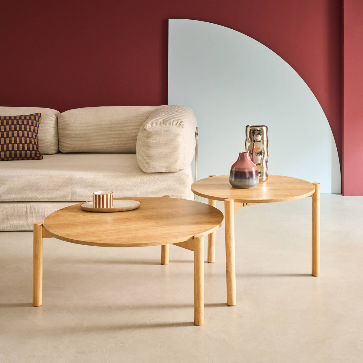 Tables gigognes rondes décor bois HARMONY noyer, SWEEEK