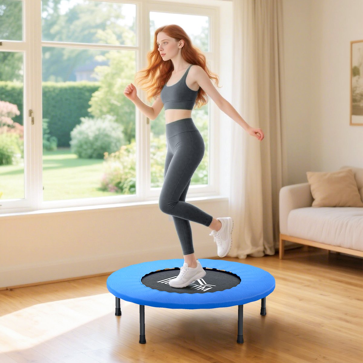 Trampoline Acier Bleu, Noir bleu, HOMCOM