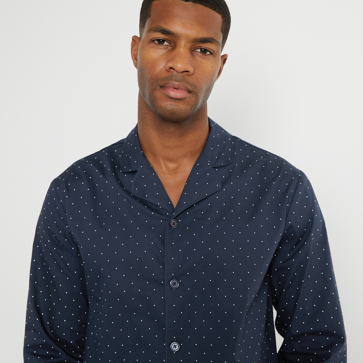 Pyjama deux pièces à pois bleu marine imprimé, LA REDOUTE COLLECTIONS