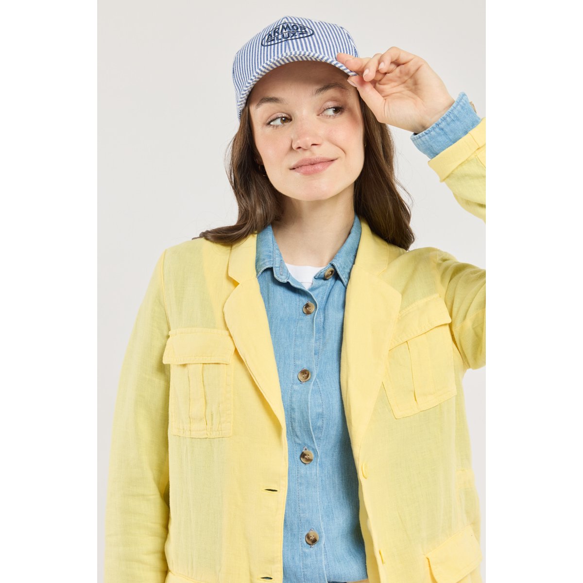 Veste saharienne en lin Sienna paille, TERRE & MER