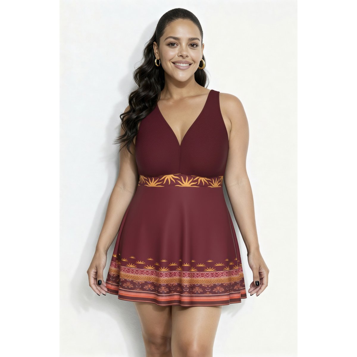 Robe de bain à bonnets souples rouge pur, ULLA POPKEN