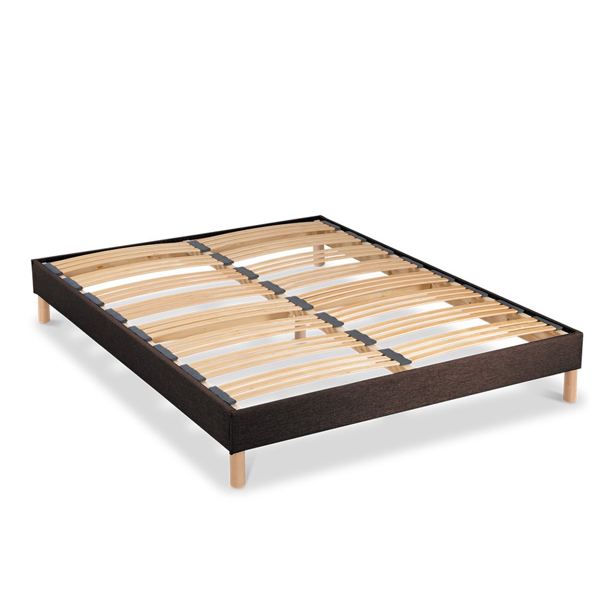 Sommier à lattes Tissu Lumière - Tri-lattes - Livré en kit marron, BELLECOUR