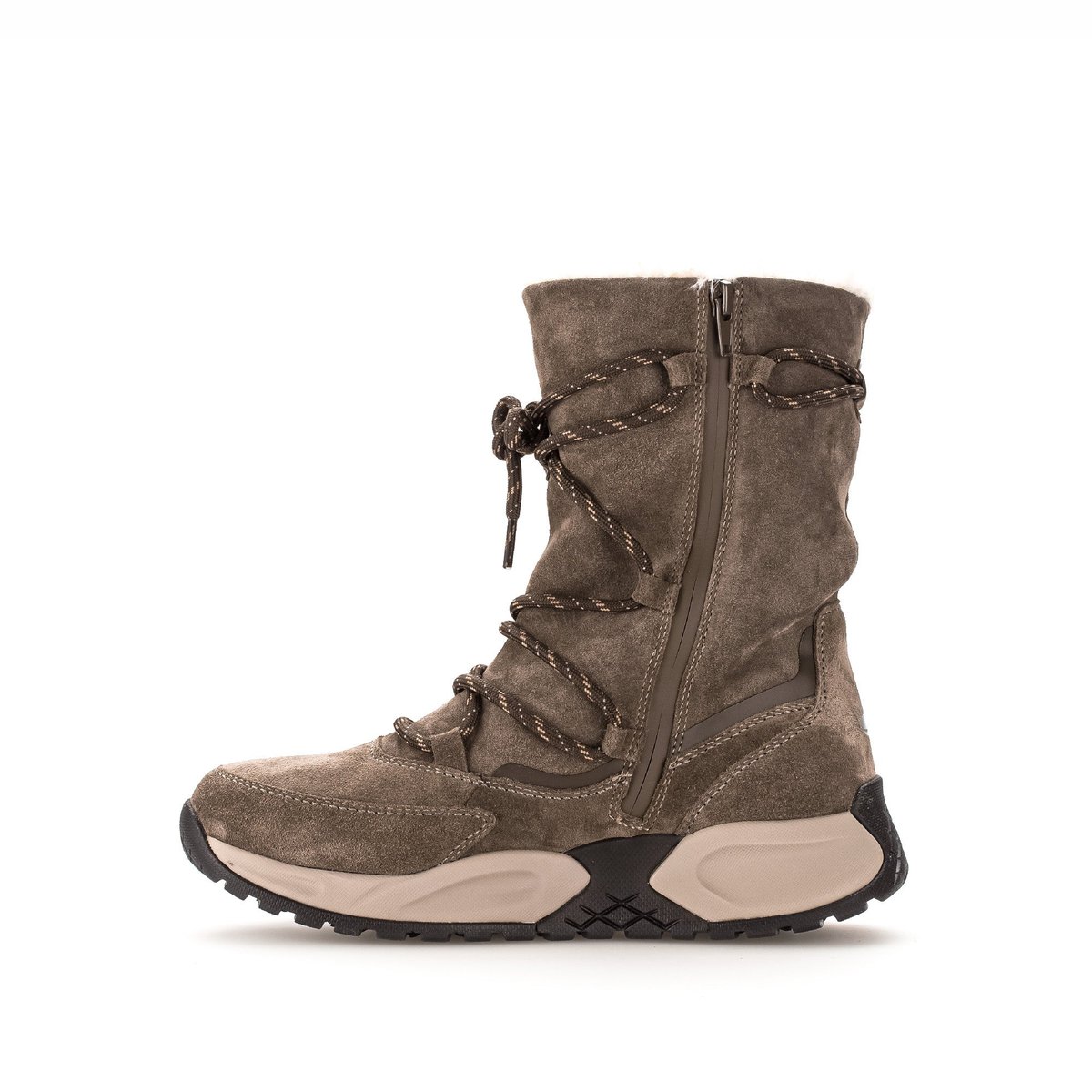 Bottines mid en velours à talon compensé taupe velours, GABOR