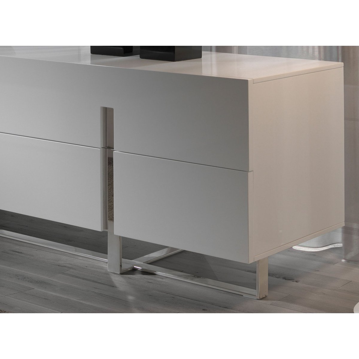 Buffet en bois blanc et acier chromé blanc | acier, ANGEL CERDA