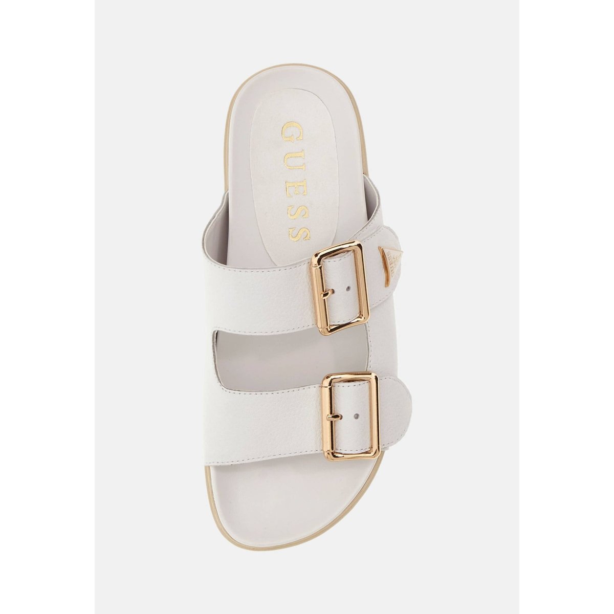Sandales Fasten Cuir Véritable blanc, GUESS