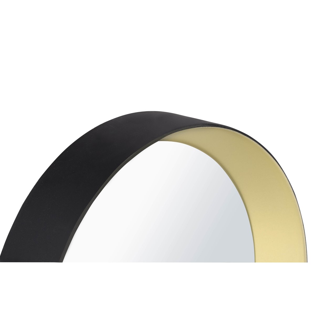 Miroir design en verre rond, LIA noir et doré, BOITE A DESIGN