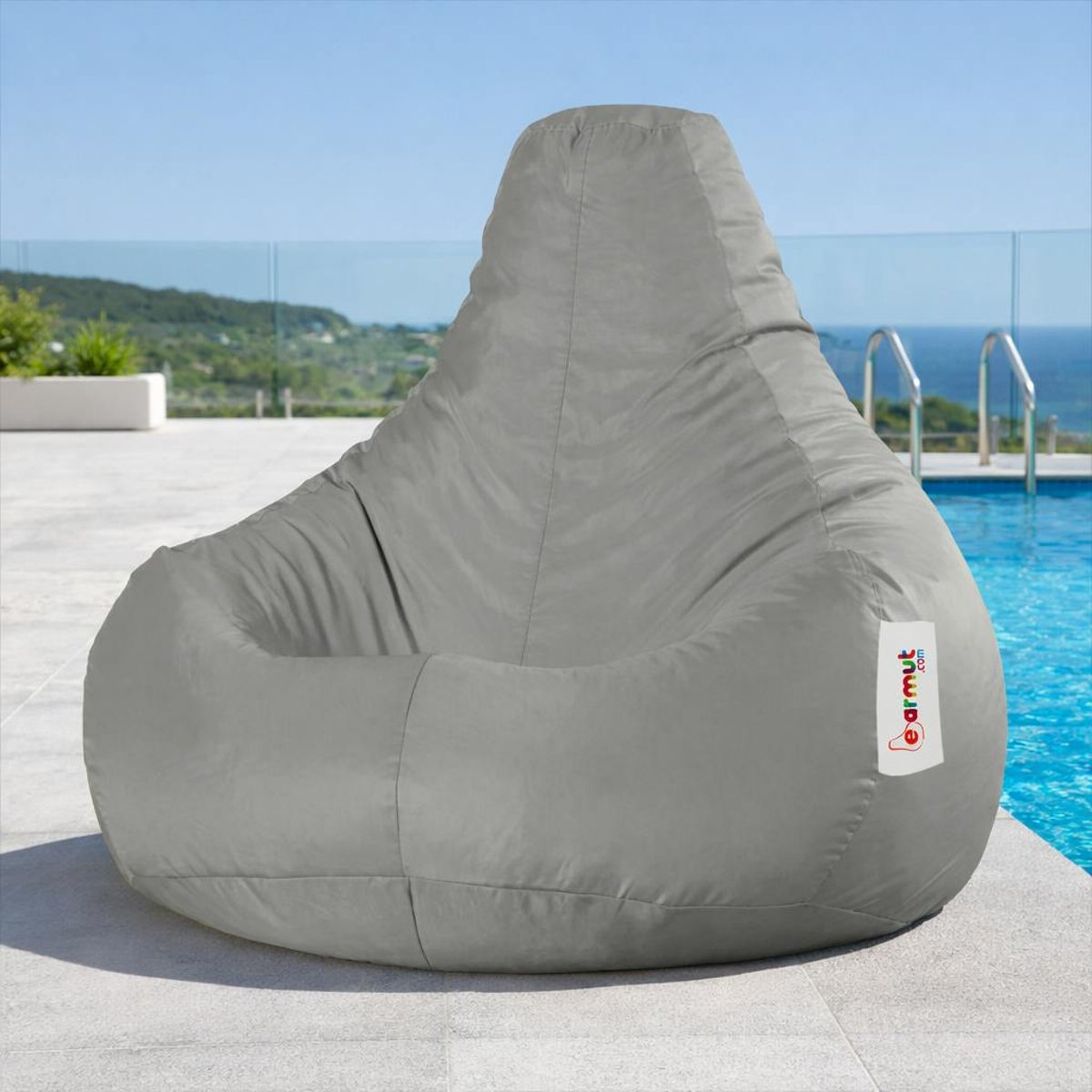 Pouf poire d'extérieur imperméable ARTA gris, PIER IMPORT