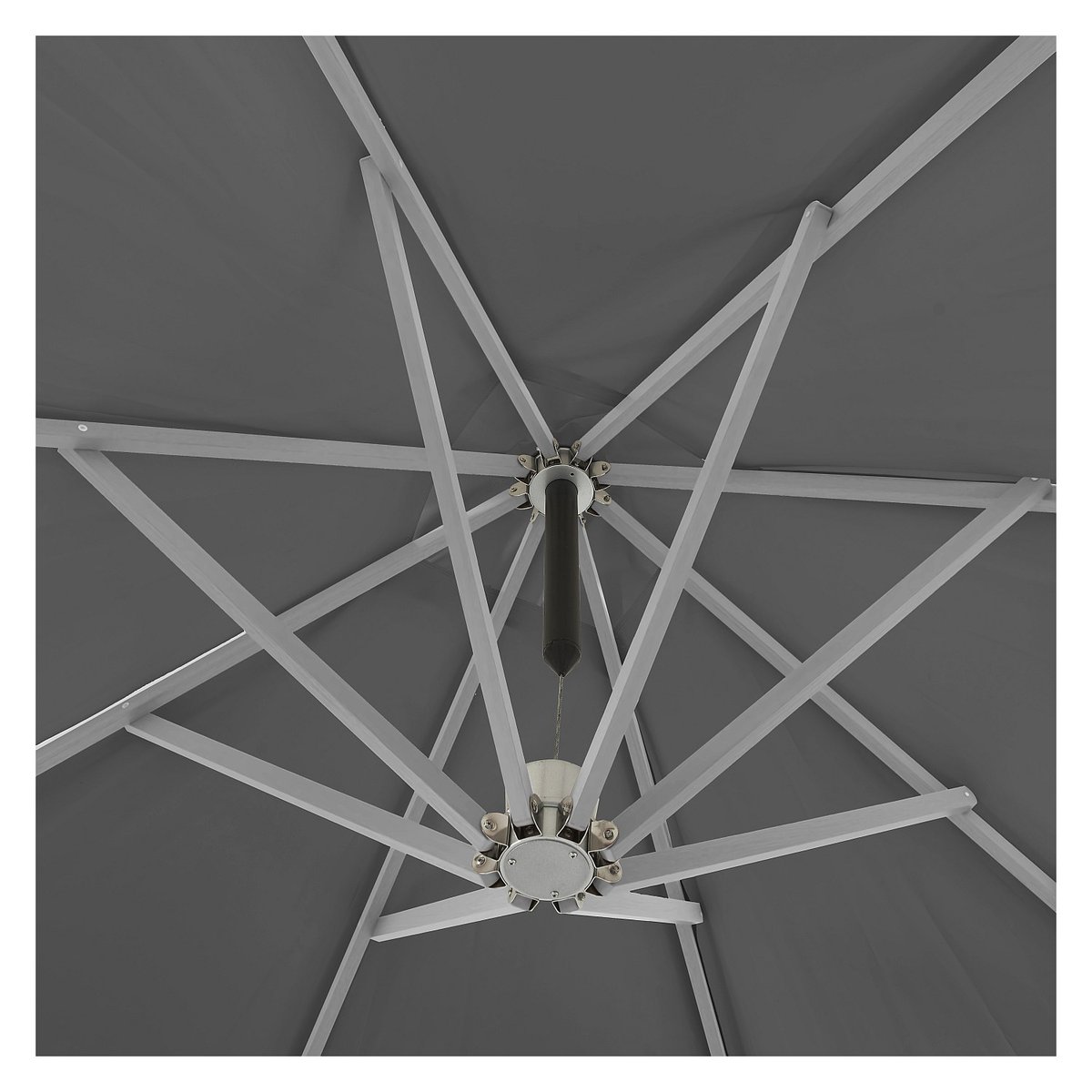 Parasol déporté avec structure en métal 3 x 3 m ALERIO gris anthracite, HABITAT