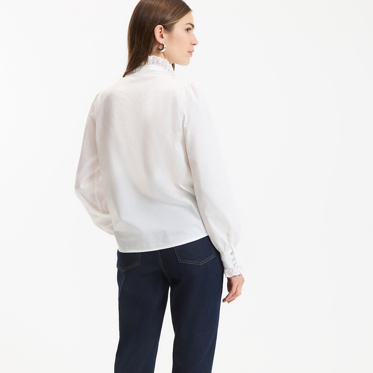 Chemisier romantique en coton Signature EUGENIE blanc, LA REDOUTE COLLECTIONS