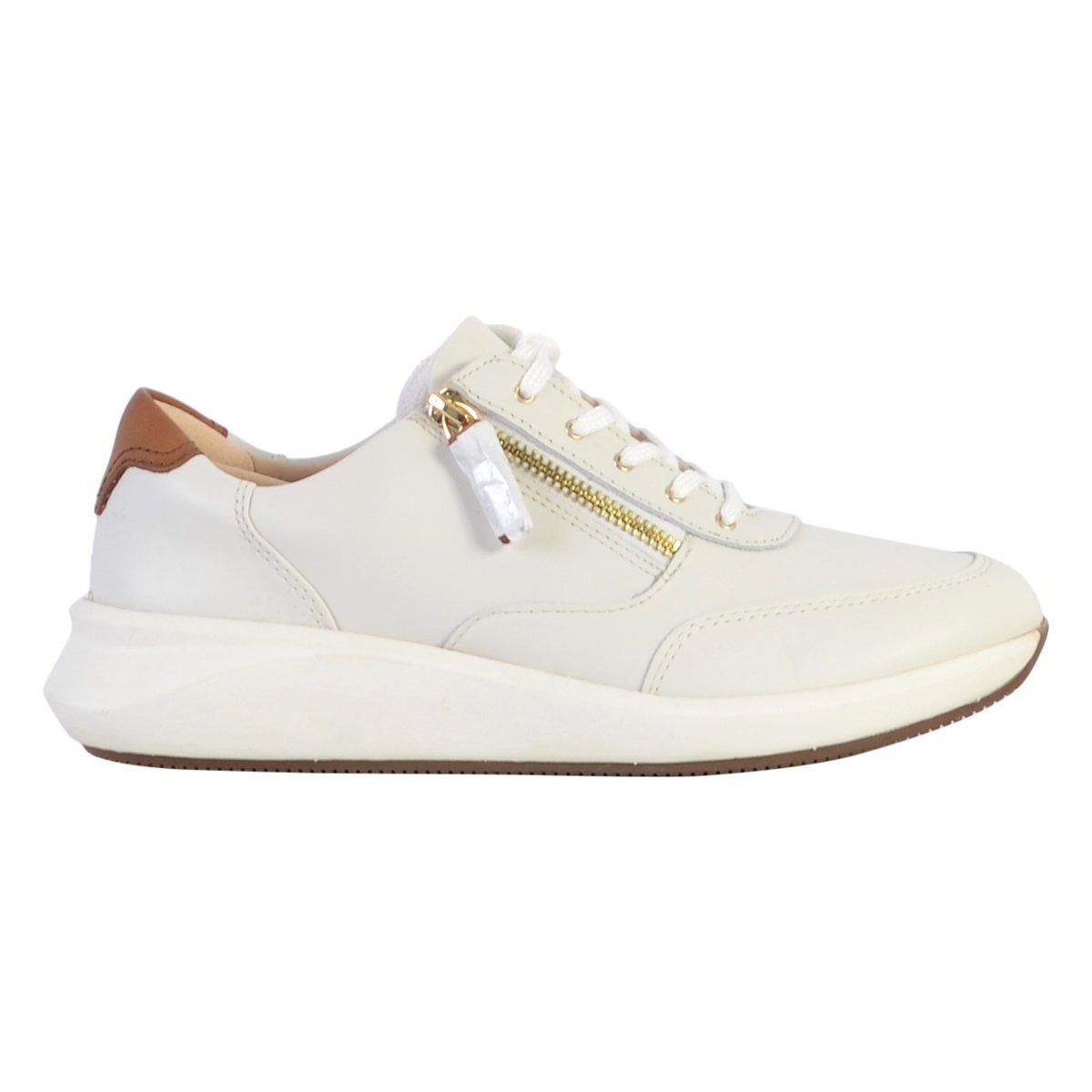 Basket Cuir Un Rio Zip cuir blanc, CLARKS