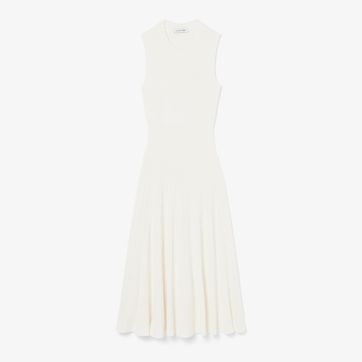 Robe côtelée coton mélangé à plis blanc-70v, LACOSTE