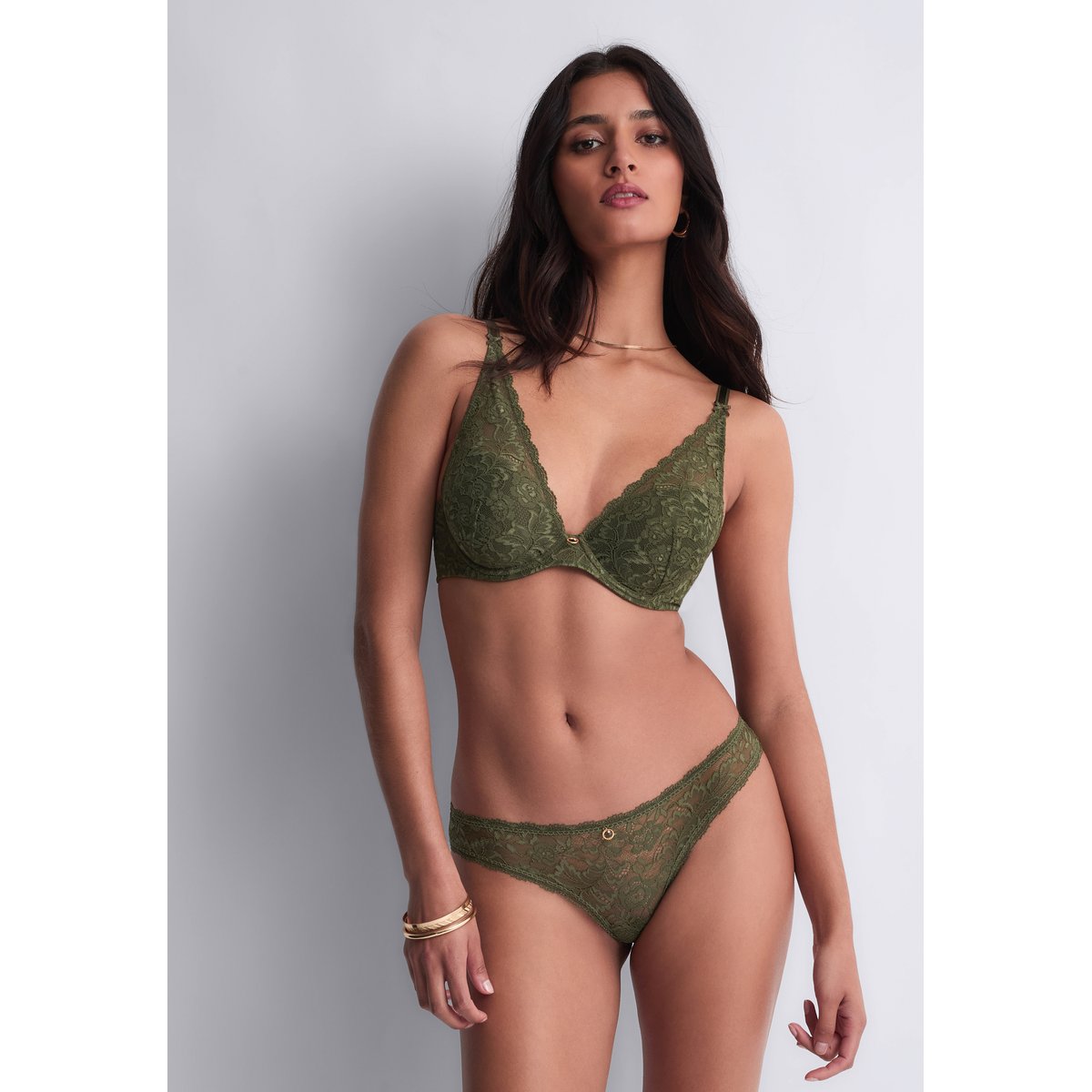 Soutien gorge Plunge foulard Rosessence vert, AUBADE