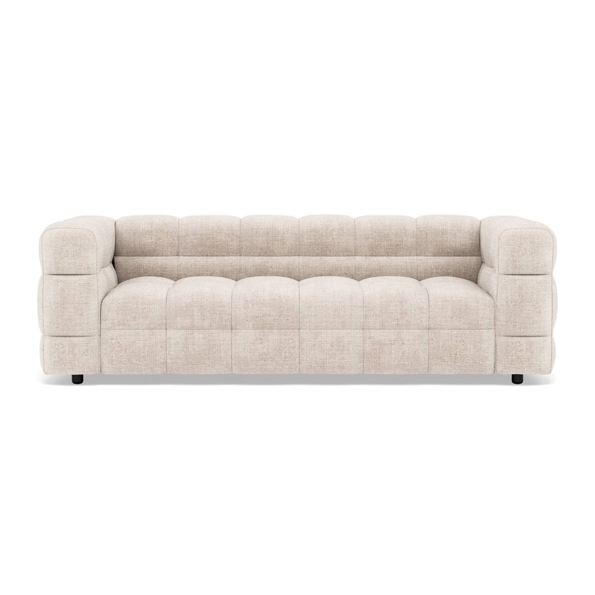 Canapé droit 3 places en velours texturé, AUGUSTIN beige, BEST MOBILIER