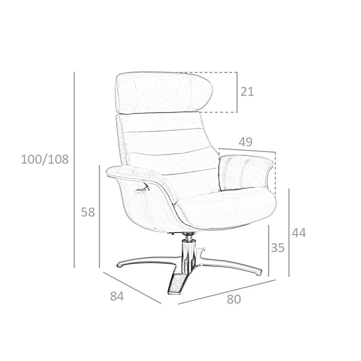 Fauteuil pivotant en cuir sable | gris anthracite, ANGEL CERDA