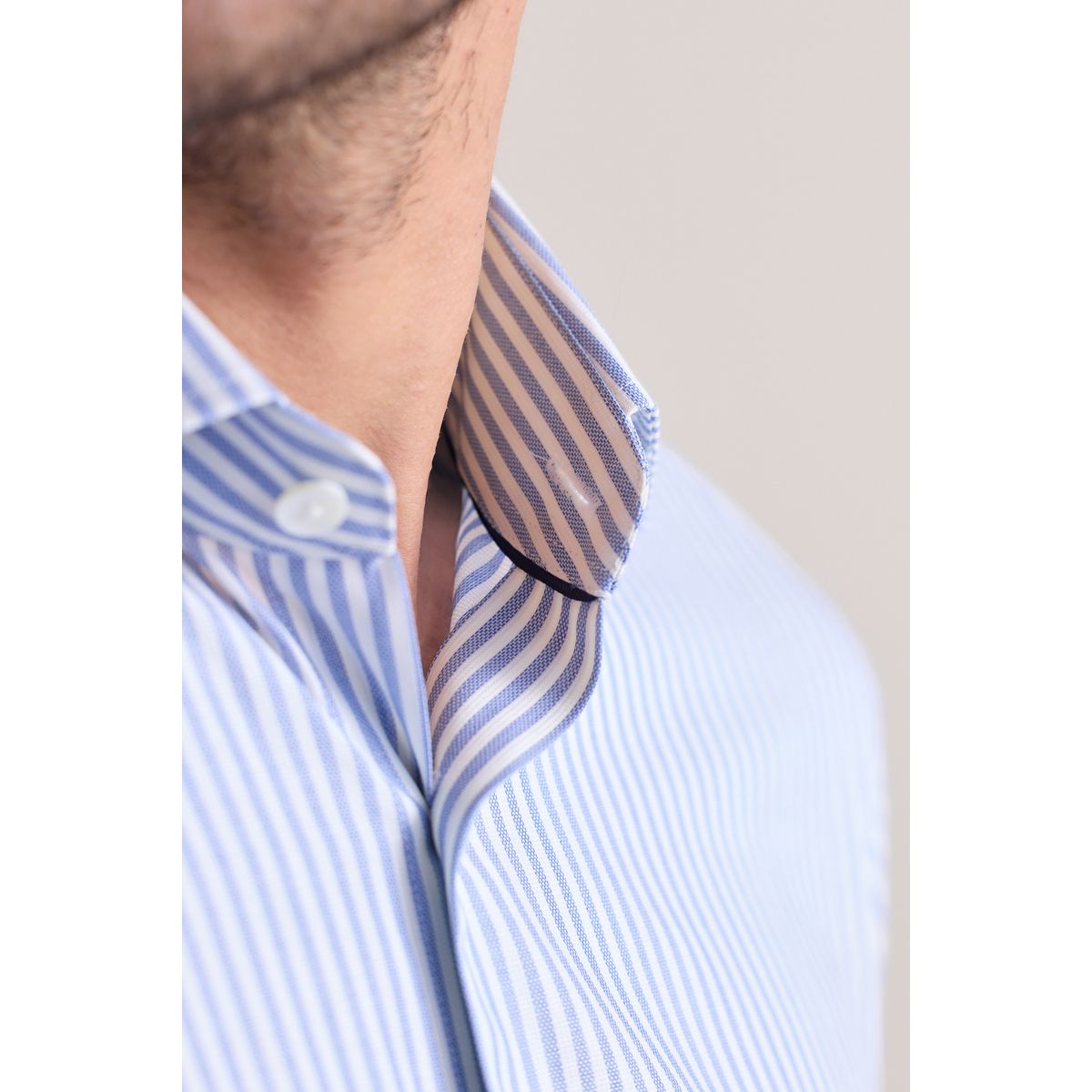 Chemise à rayures bengal 100 % coton bleu, NEXT