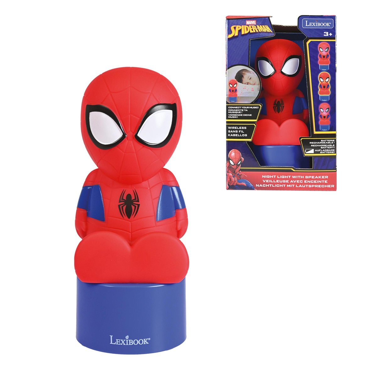 Enceinte Bluetooth veilleuse Spiderman rouge, LEXIBOOK