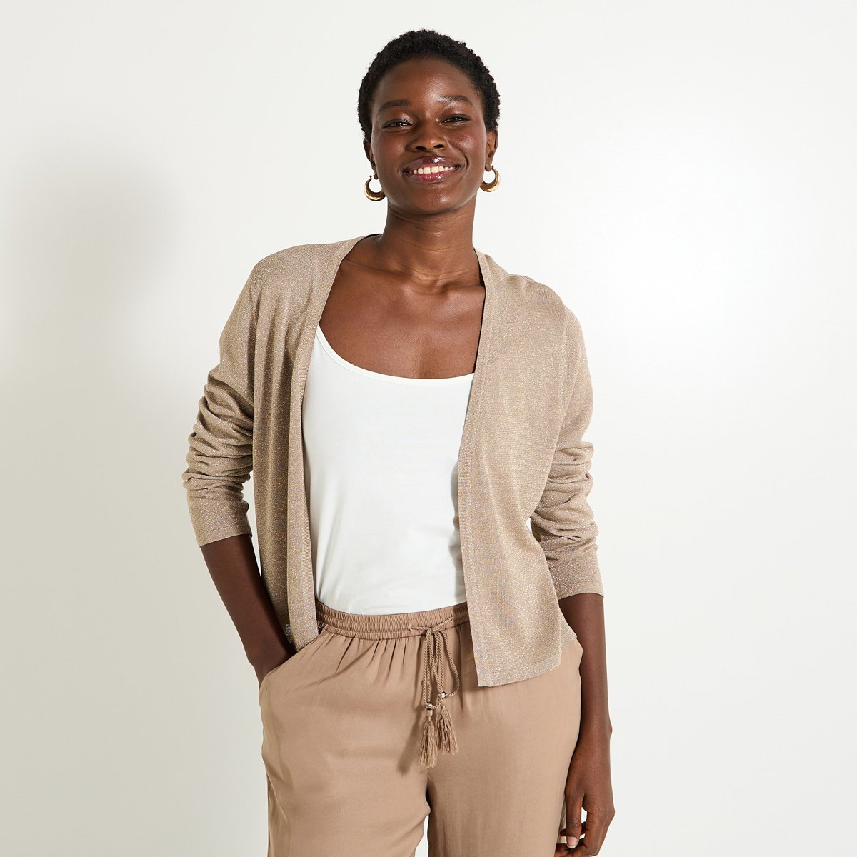 Gilet manches longues jaune champagne, GRAIN DE MALICE