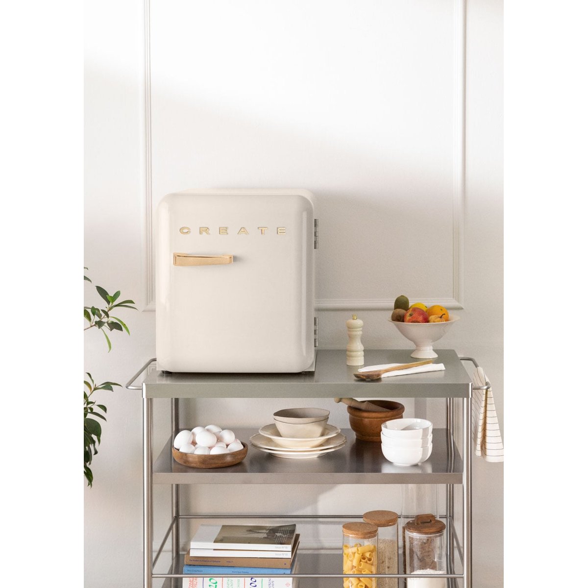 Réfrigérateur rétro FRIDGE RETRO 48L blanc cassé/or, CREATE