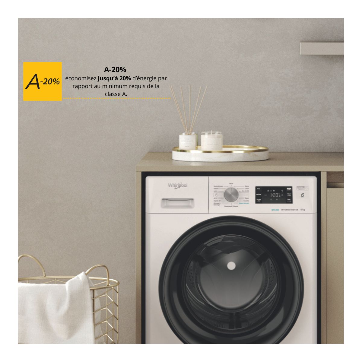 Lave linge hublot FFBP9489BVFR couleur unique, WHIRLPOOL