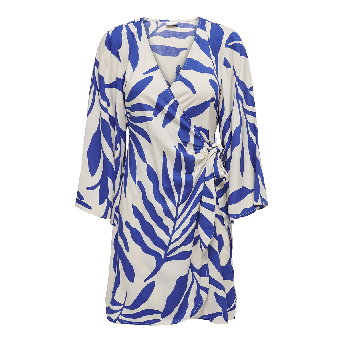 Robe portefeuille imprimée blanc/bleu, JDY