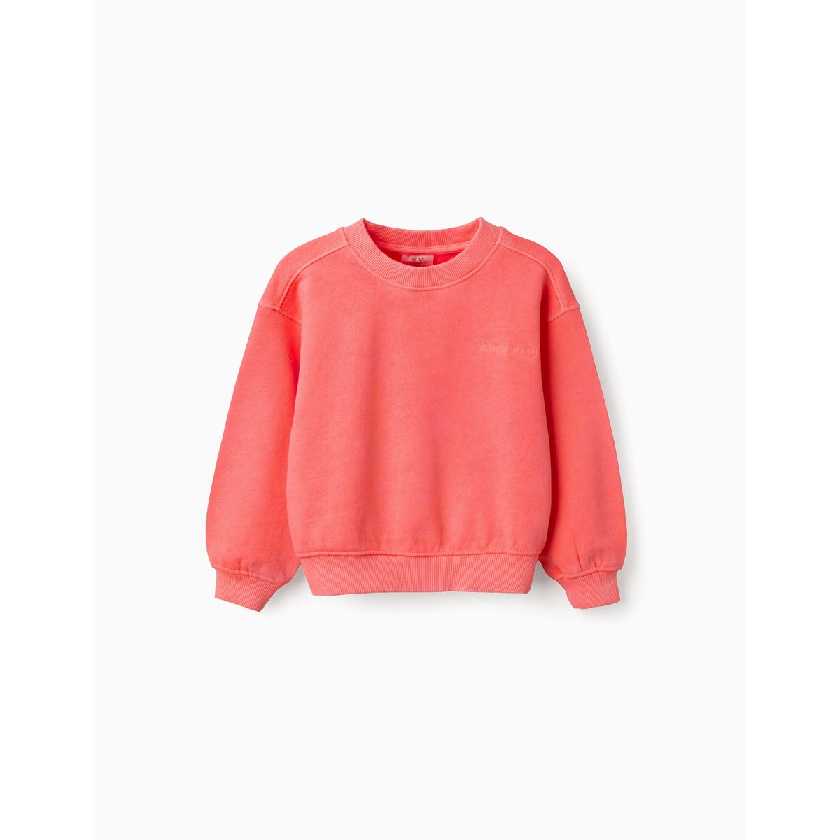 Sweat en coton avec épaules tombantes corail clair, ZIPPY