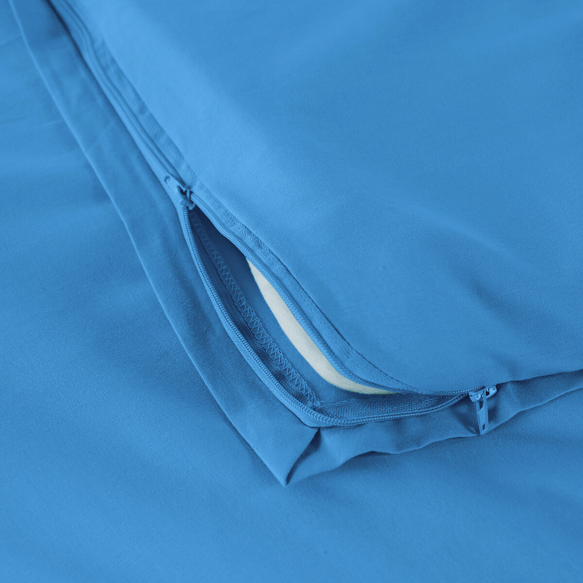 Housse de couette zippée unie en coton, Scénario bleu de provence, LA REDOUTE INTERIEURS
