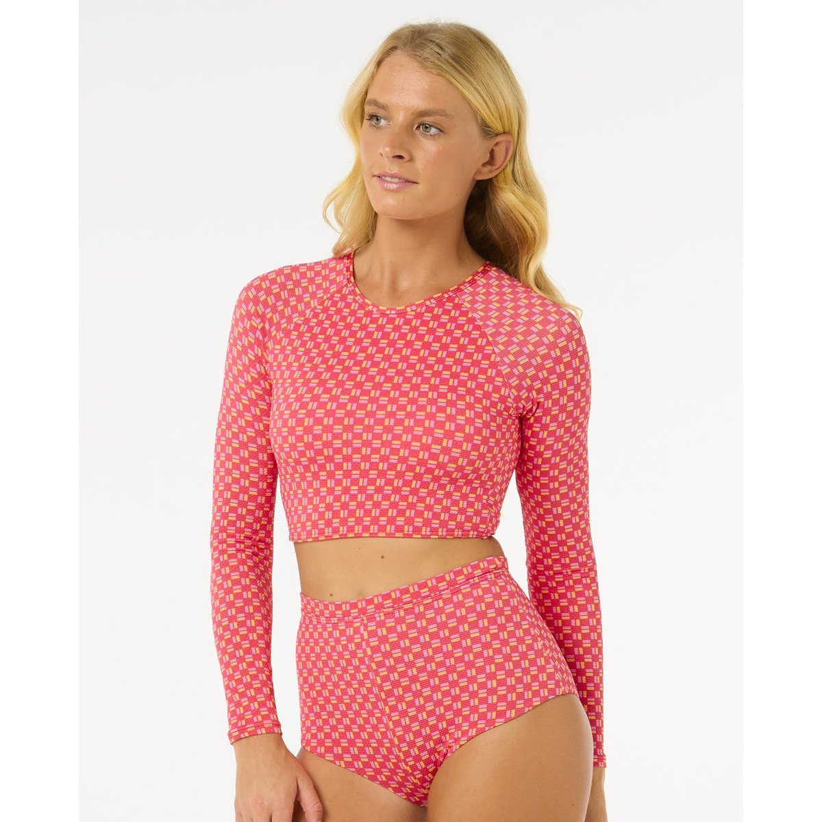 Maillot de bain SHELL COVE CROP RASHVEST red - rouge, RIP CURL