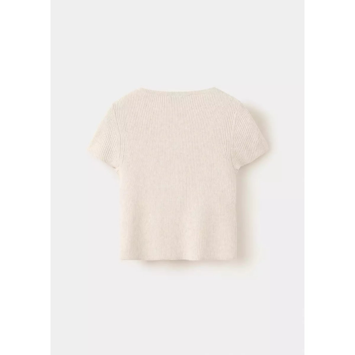 T-shirt manches courtes maille côtelée beige, MANGO KIDS