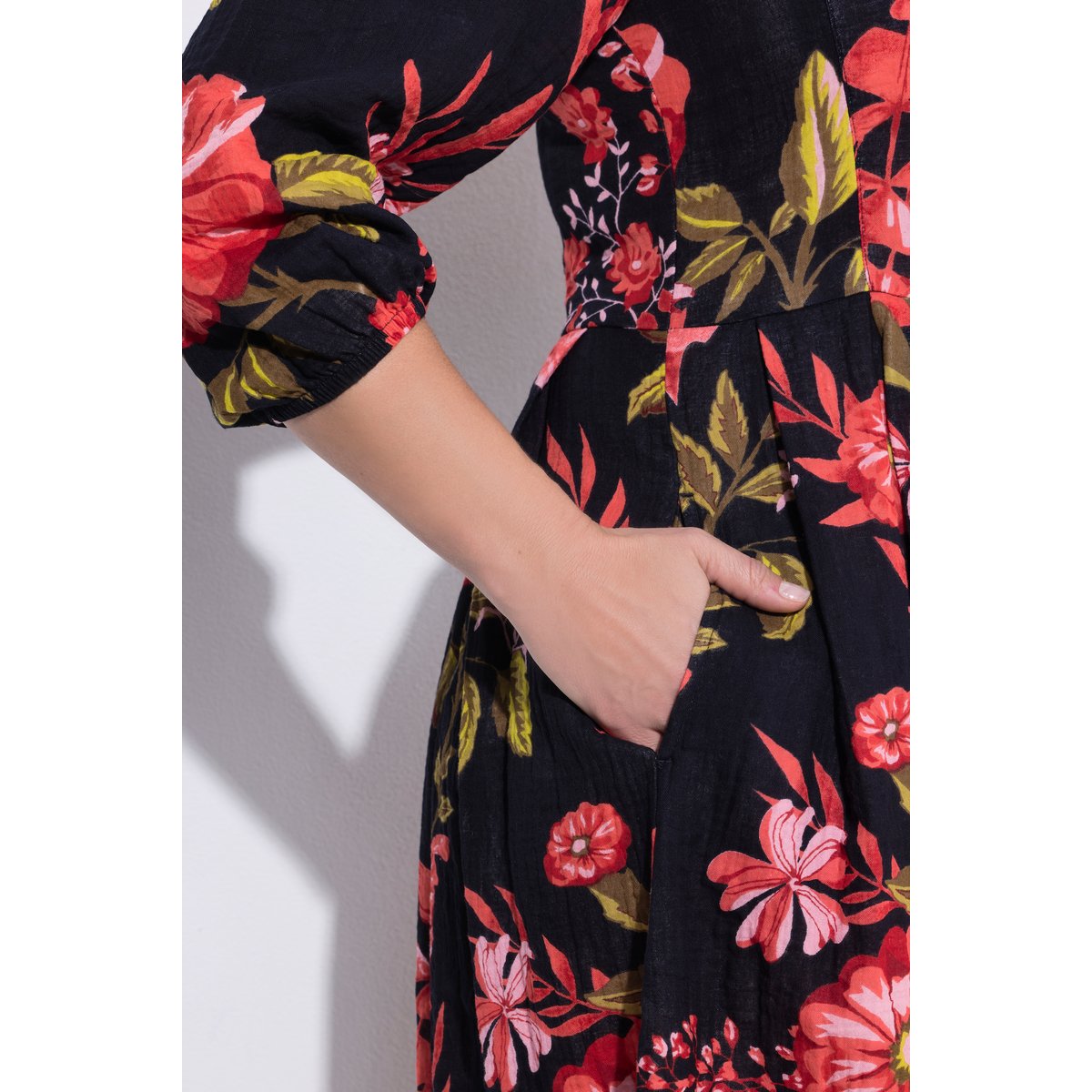 Blouse en mousseline imprimé floral marine, ULLA POPKEN