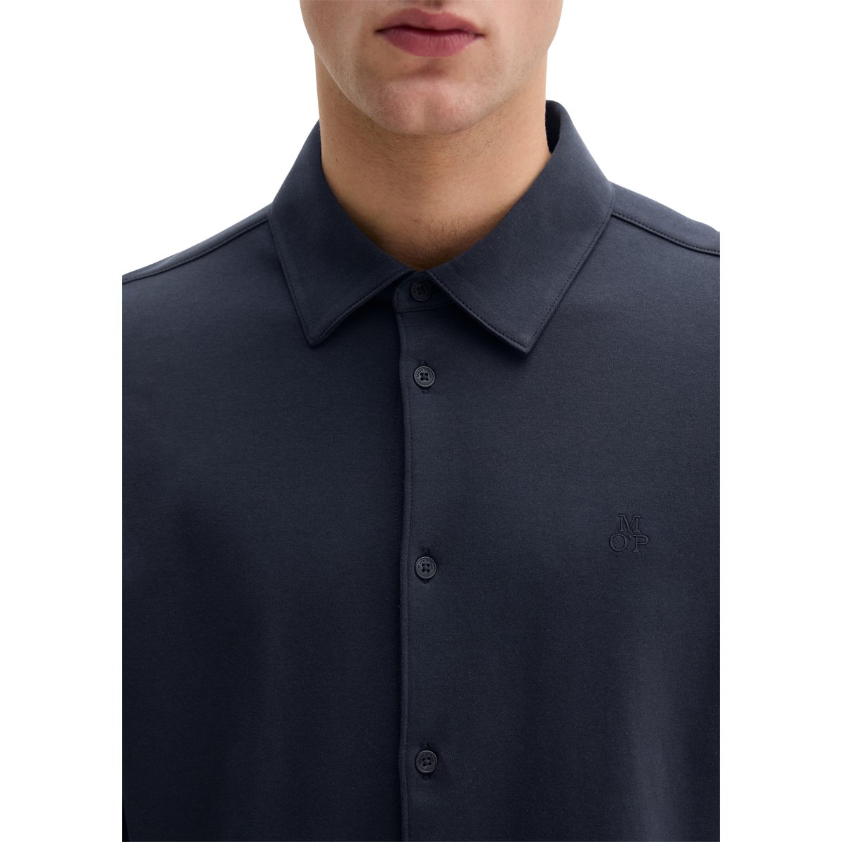 Chemise en jersey DfC regular en coton bio doux bleu foncé, MARC O'POLO