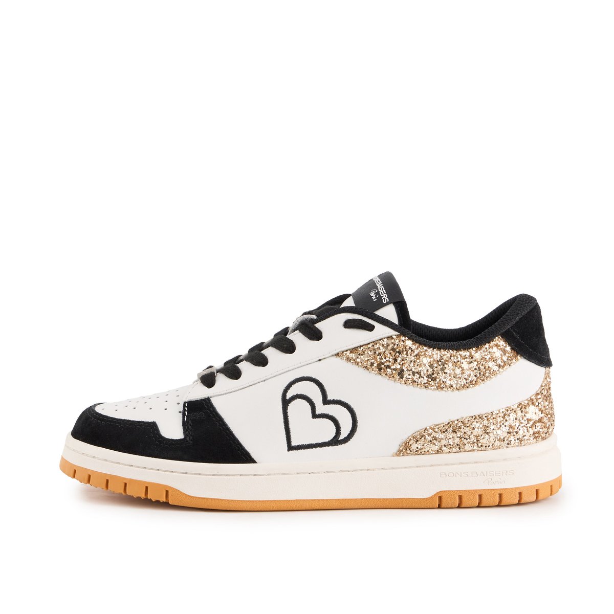 Baskets En Cuir Serena Glitter blanc, BONS BAISERS