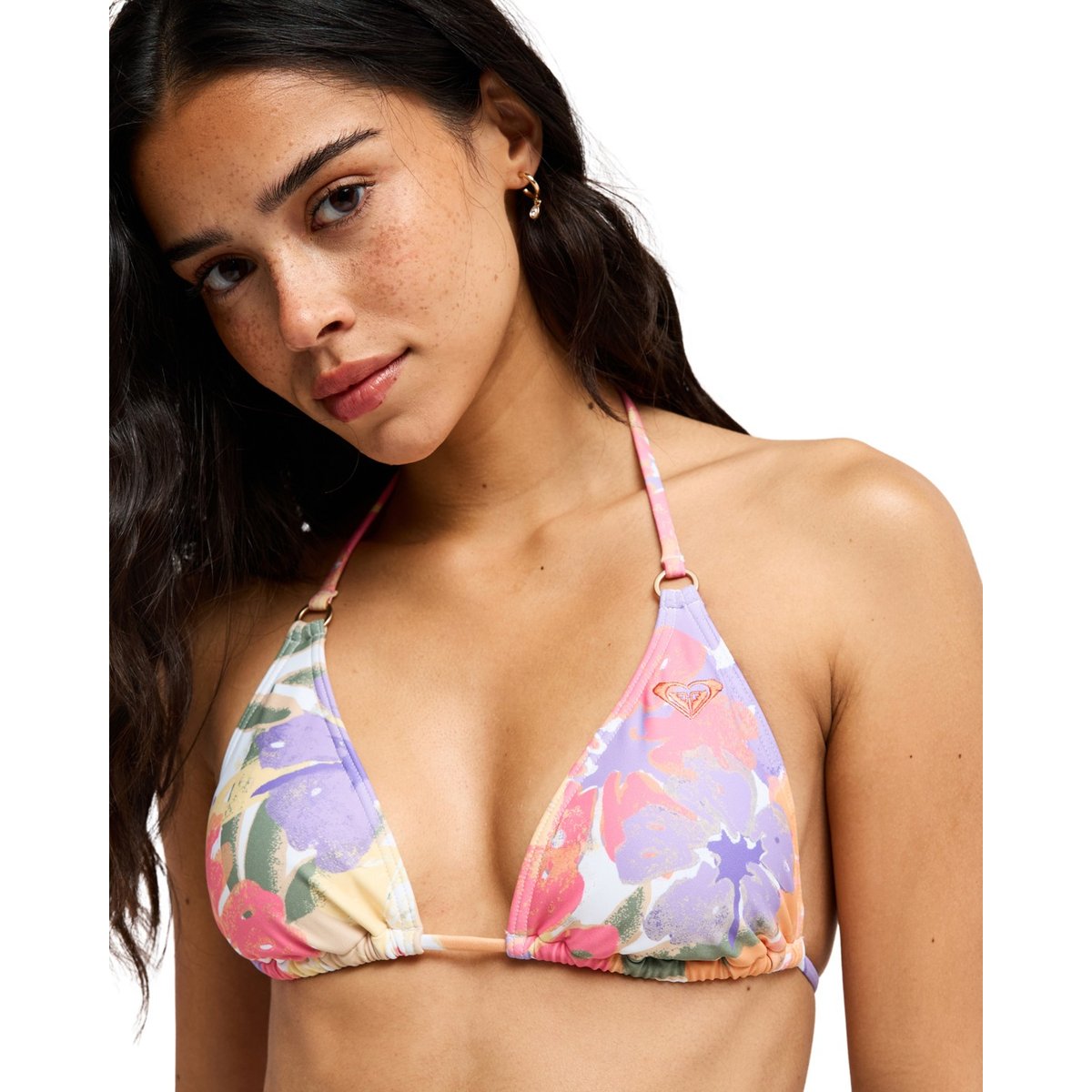 Haut de maillot de bain bikini triangle HAZEY HIBISCUS TIKI TRI. blanc cloud dancer hazey hibiscus, ROXY