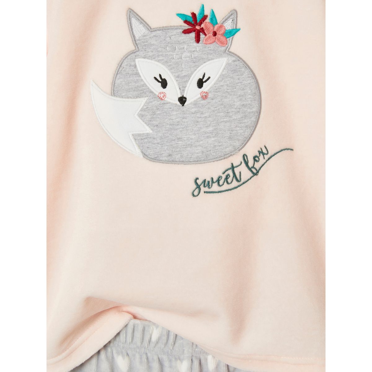 Pyjama velours renard rose clair, VERTBAUDET