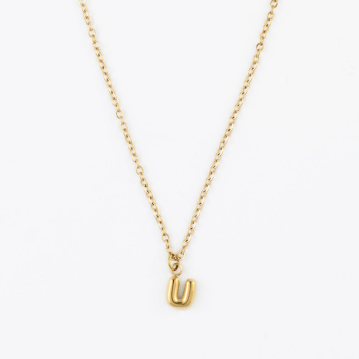 Collier à pendentif lettre U acier inoxydable doré, BALABOOSTE