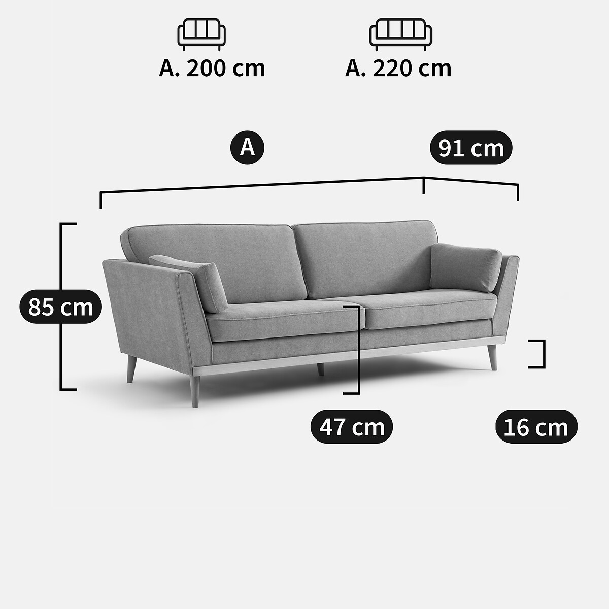 Canapé polyester chiné, 3 ou 4 places, Tasie bronze, LA REDOUTE INTERIEURS