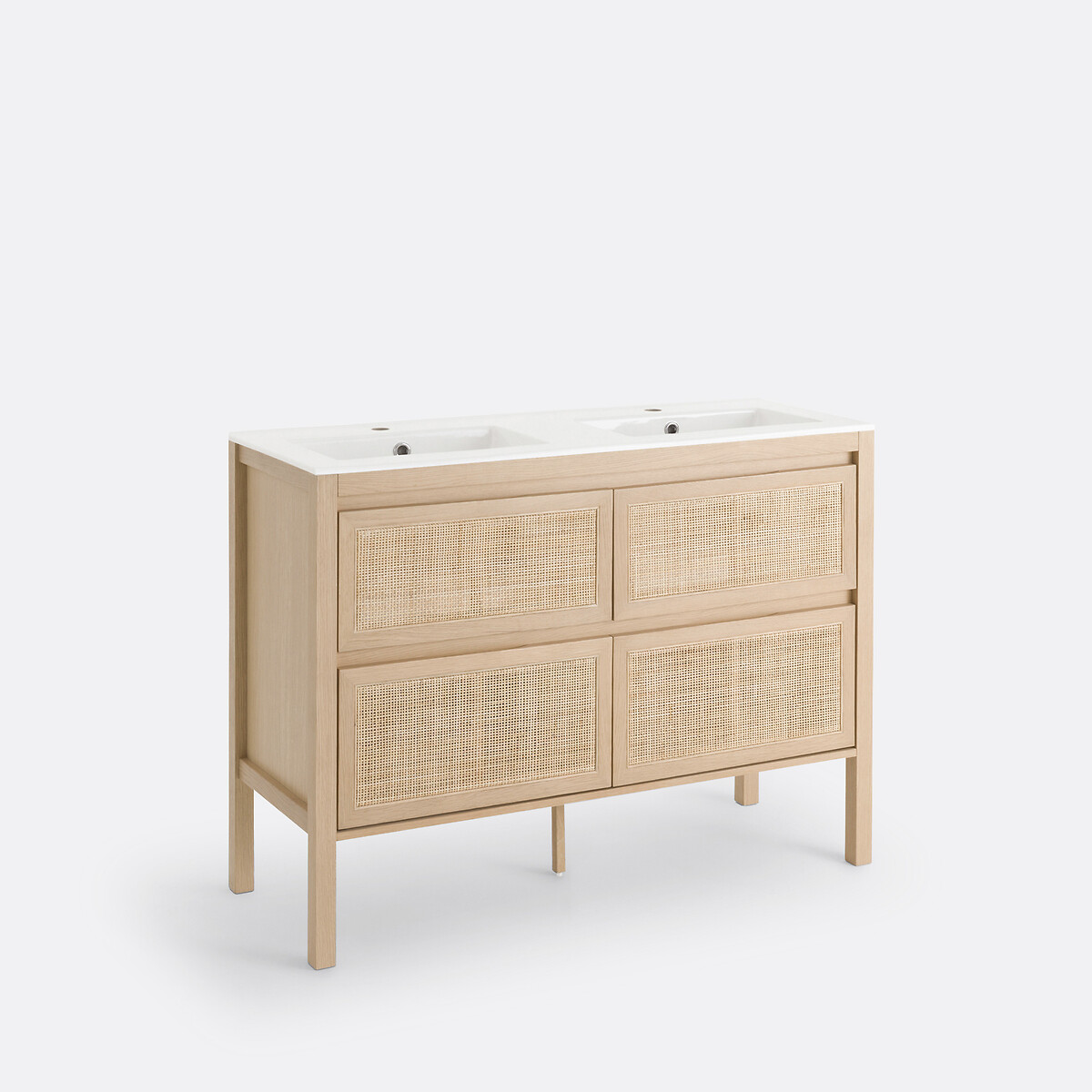 Plan double vasque en céramique L120 cm, Jaly blanc, LA REDOUTE INTERIEURS