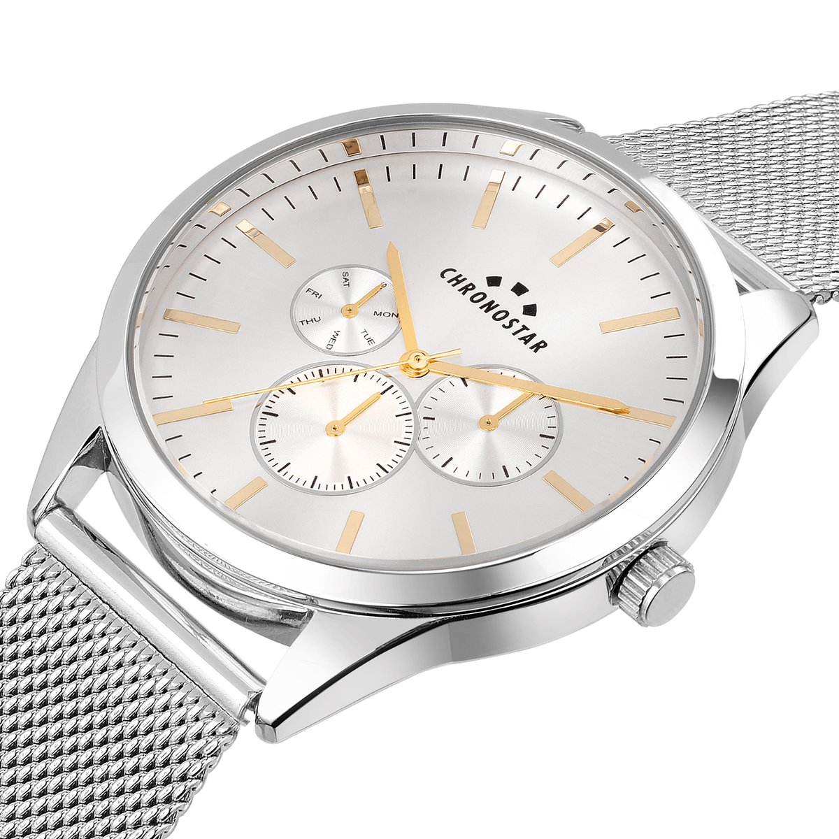 Montre multifonction CLASSIQUE blanc, CHRONOSTAR