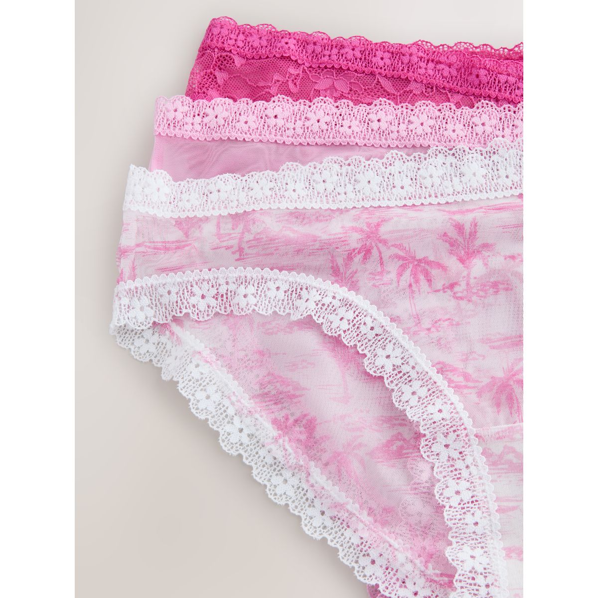 Culotte en maille et dentelle, lot de 3 rose/blanc, NEXT