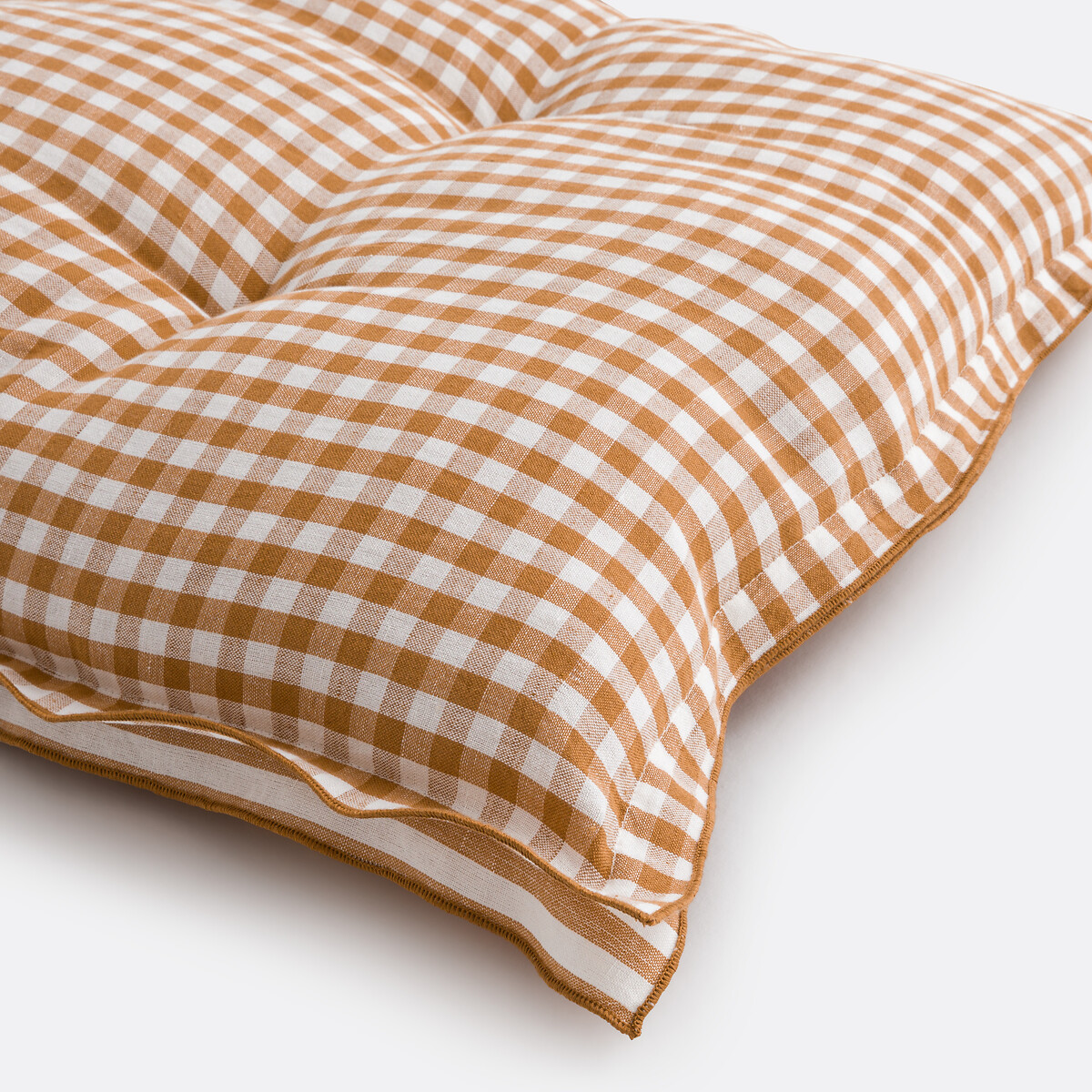 Matelas de sol vichy, coton et lin longueur 120 cm, COTTAGE cannelle, LA REDOUTE INTERIEURS