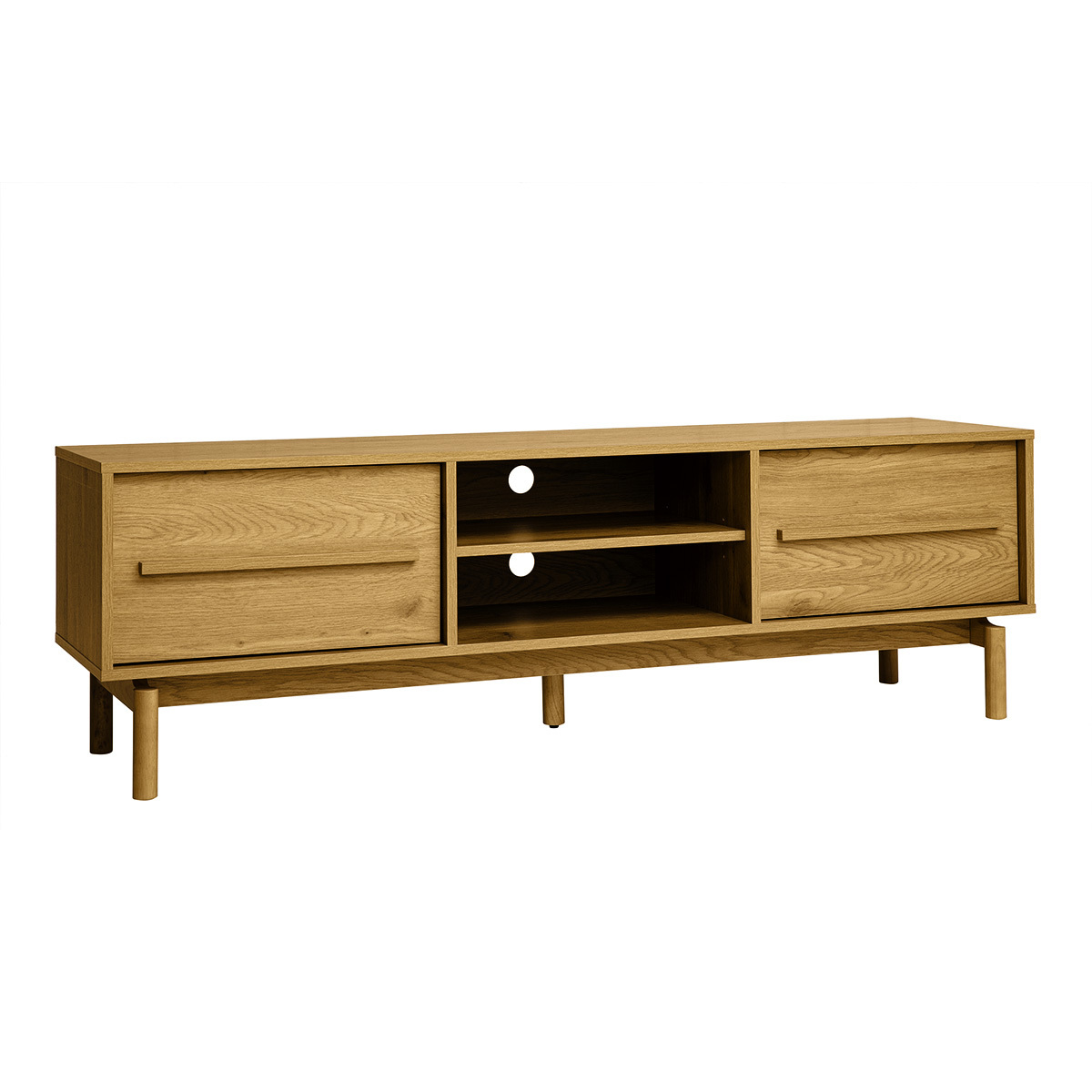 Meuble TV finition bois chêne L160 cm YSEULT chêne clair, MILIBOO