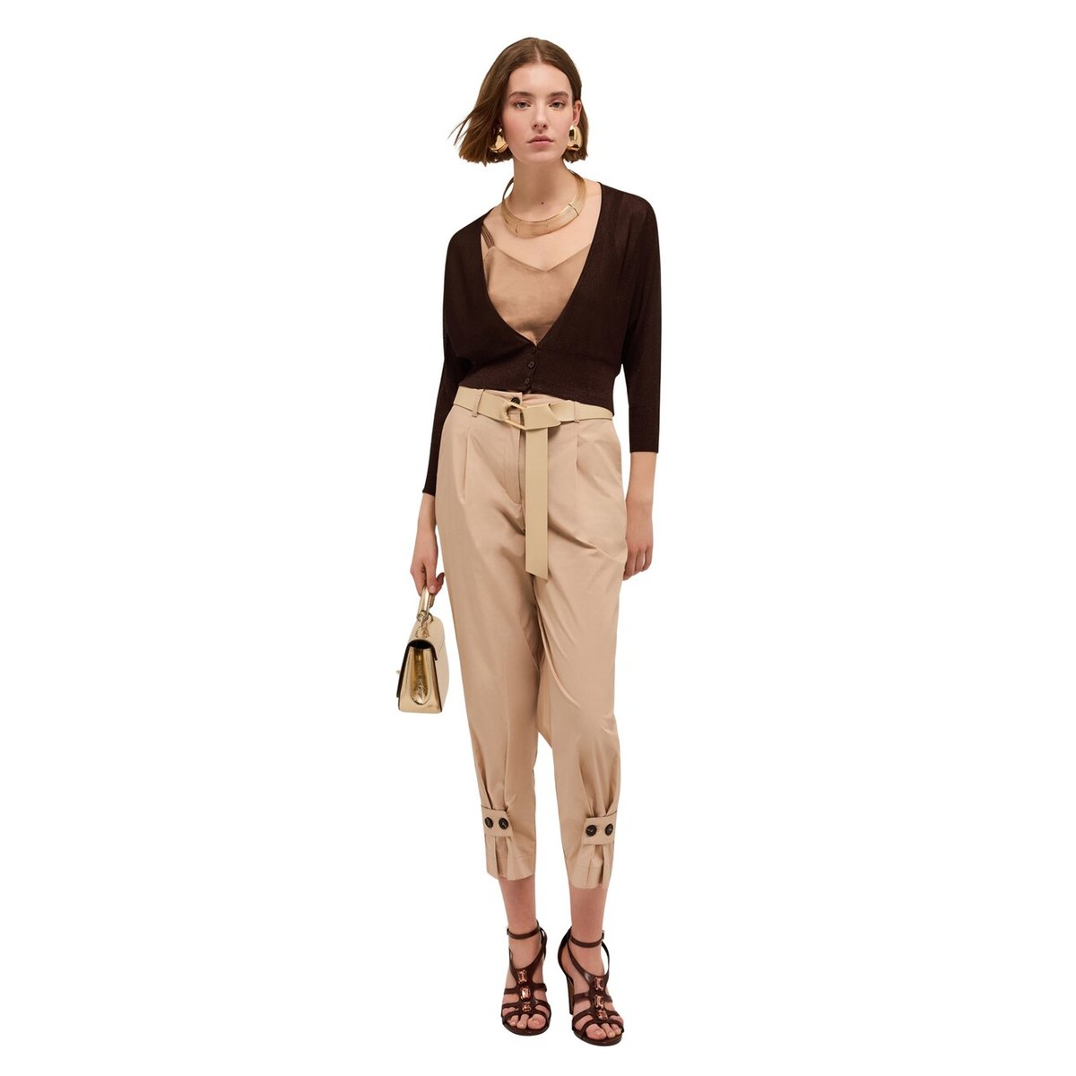 Cardigan en maille fine fil textile rose, MOTIVI
