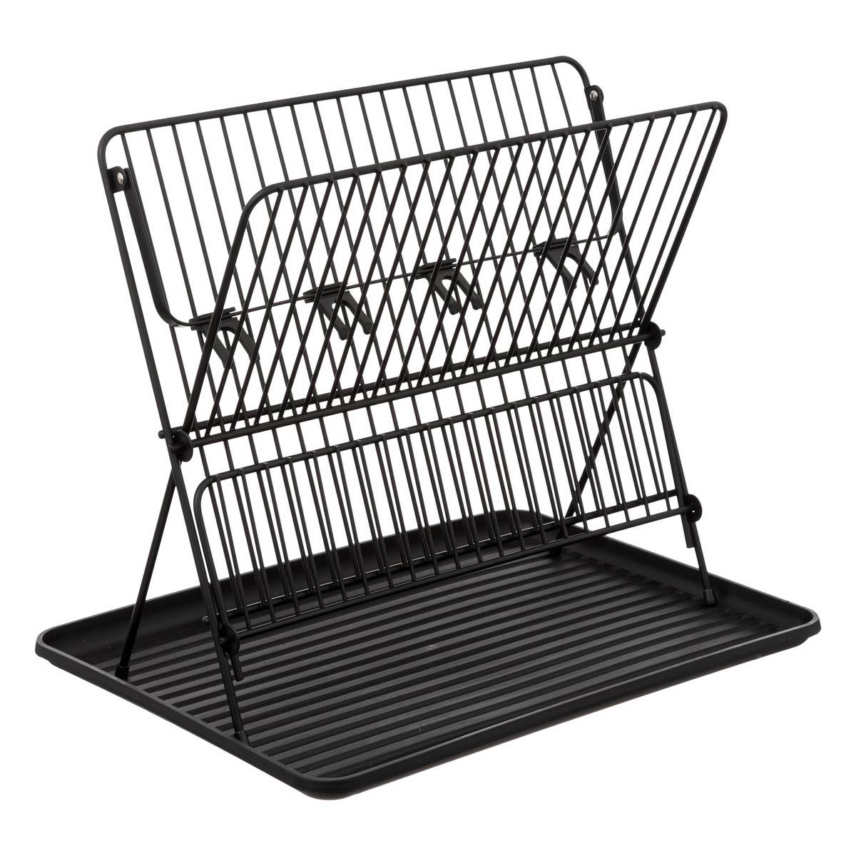Égouttoir pliant 2 niveaux avec plateau BLACK EDITION noir, 5FIVE SIMPLY SMART